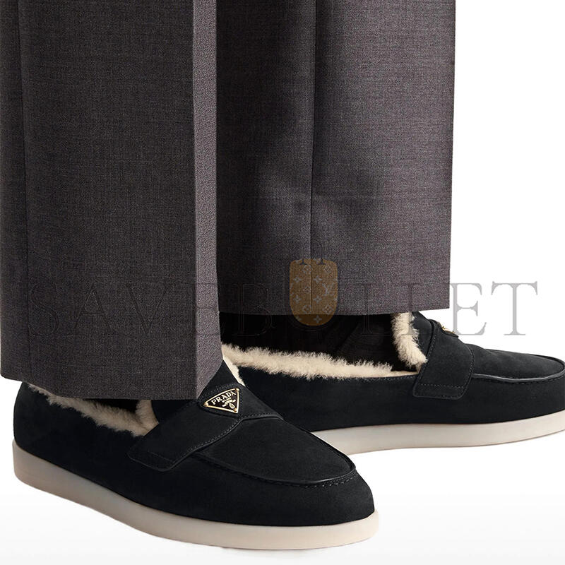 Pra*a suede and wool loafers
